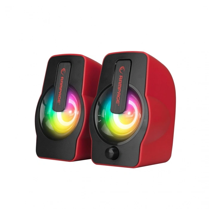 KIRMIZI - RGB IŞIKLI 1+1 HOPARLÖR SPEAKAER SET USB KABLO 2.0 MULTİMEDYA - 6W (5324)