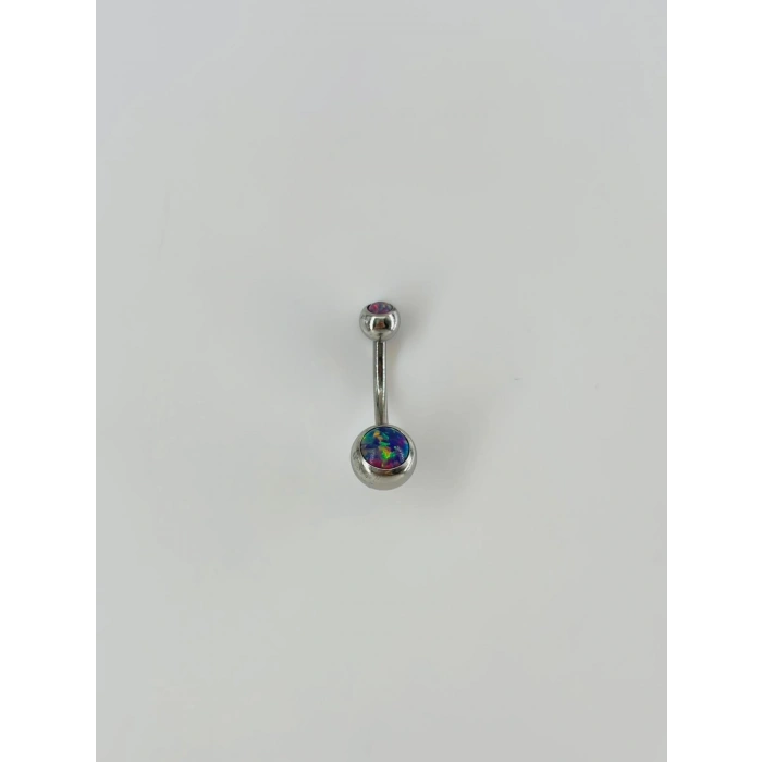 Koyu Hologram Taş Detaylı Göbek Piercing - Pg0051