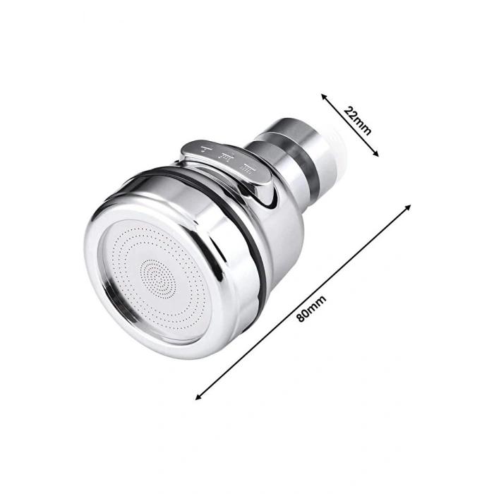 Krom 3 Fonksiyonlu Su Tasarruflu Musluk Başlığı Mutfak Çeşme Evye Batarya Ucu 360 derece Döner