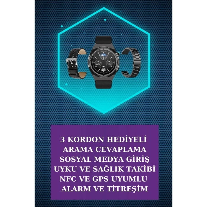 Kulak İçi Kablosuz Bluetooth Kulaklık ve NFC ve GPS Özellikli Akıllı Saat Alarm ve Titreşim