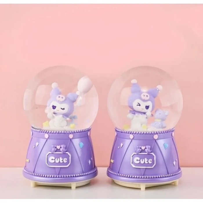 Kuromi Işıklı Müzikli Kar Küresi Orta Boy Model 3