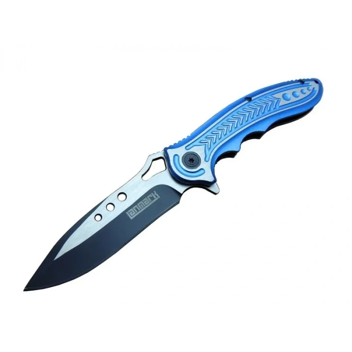 Lanmark T60b Kamp Çakı 20 Cm - Mavi Sap, Otomatik, Kemerlikli