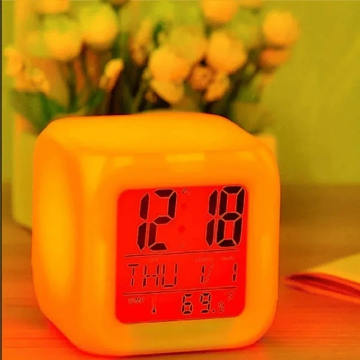 Led Dijital Renkli Masa Saati Alarm Termometre Tarih Masaüstü Saat (5324)