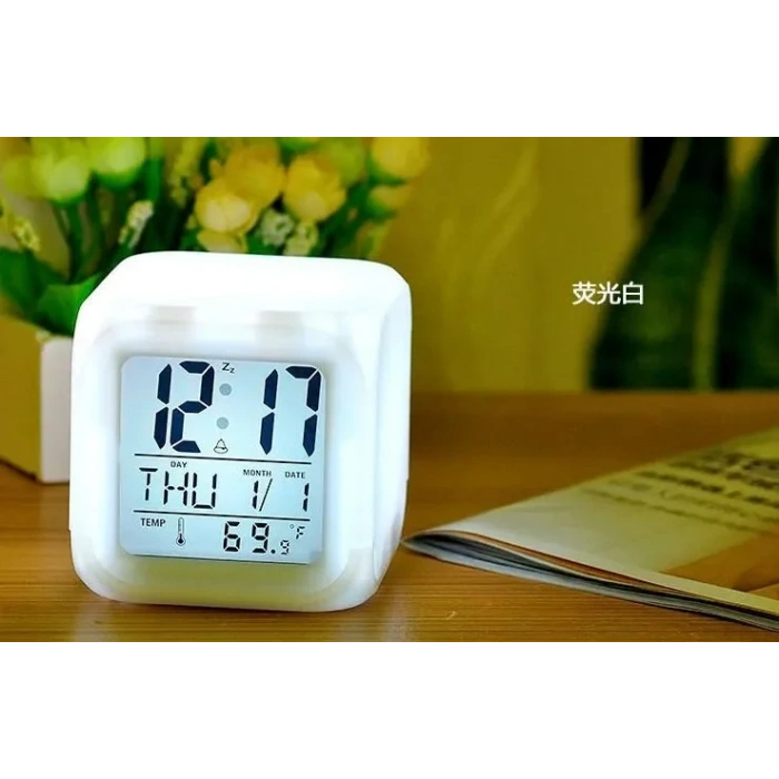 Led Dijital Renkli Masa Saati Alarm Termometre Tarih Masaüstü Saat (5324)