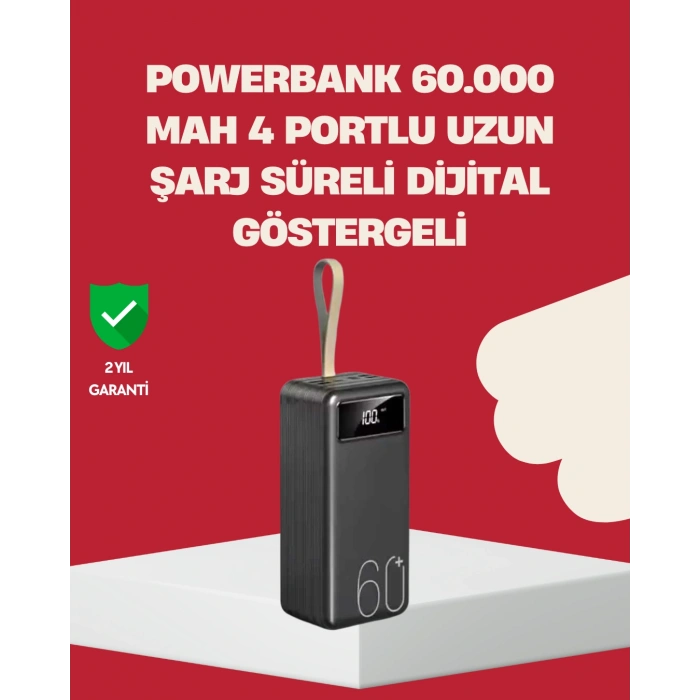 Led Ekranlı Çok Fonksiyonlu Taşınabilir Şarj Ünitesi Powerbank