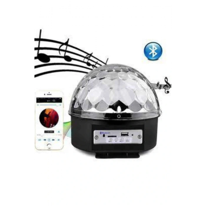 Led Işık Disko Topu Bluetooth Hoparlörlü Usb Müzik Çalar Kumandalı