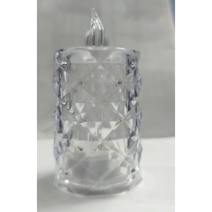 Led Mum Şeffaf Kristal Led Mum Pilli Alevsiz Çay Mumu Düğün Doğum Günü Ortam Işığı Midi