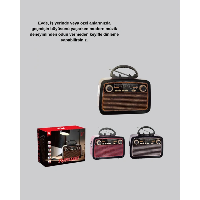 LED’li Nostaljik Bluetooth Hoparlör – Vintage Tasarım, Ahşap Doku