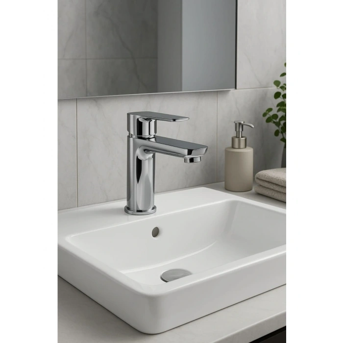 Lüks Sabit Lavabo Bataryası Tek Kollu Musluk – Su Tasarruflu Banyo & Mutfak Uyumlu