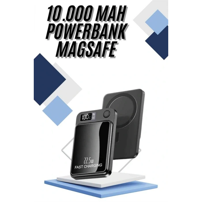 Magsafe Powerbank 10.000 mAh 22.5 Watt Hızlı Şarj Göstergeli Kablosuz Taşınabilir Şarj