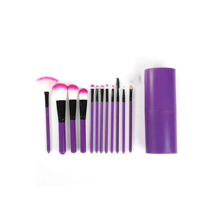 Makyaj Fırçası 12 Parça Set Yumuşak Uçlu Göz Makyajına Uygun Hafif Ve Taşınabilir Çanta