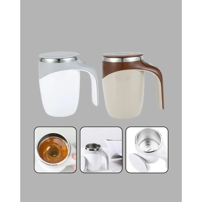 Manyetik Karıştırıcı Kupa Usb Şarjlı Otomatik Karıştırma Çift Katmanlı