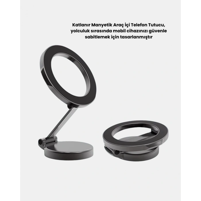Manyetik Katlanabilir Araç Telefon Tutucu – Magsafe Uyumlu, 360° Ayarlanabilir, Güçlü Mıknatıs