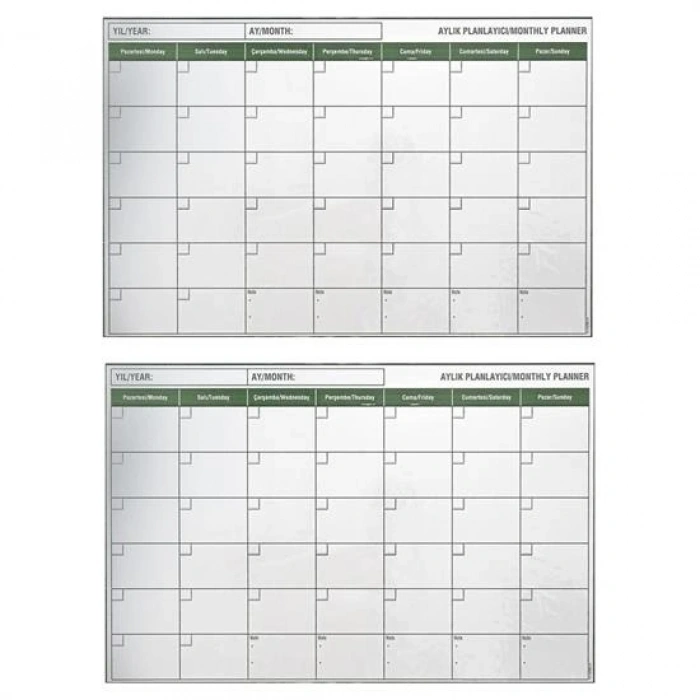 Manyetik Yapışkanlı Bir Aylık Program Planlayıcı Takvim 85x56 cm (5324)