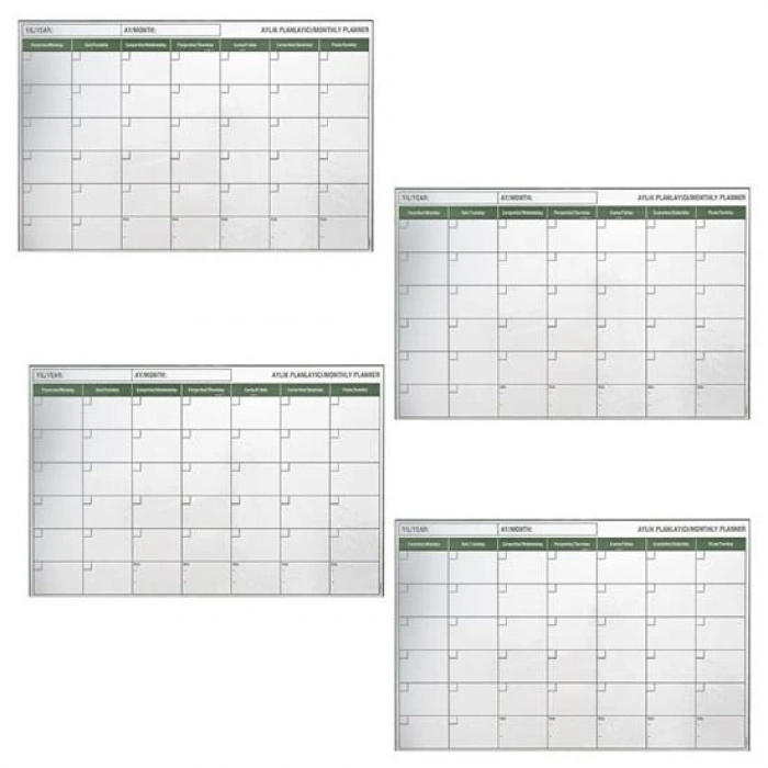 Manyetik Yapışkanlı Bir Aylık Program Planlayıcı Takvim 85x56 cm (5324)