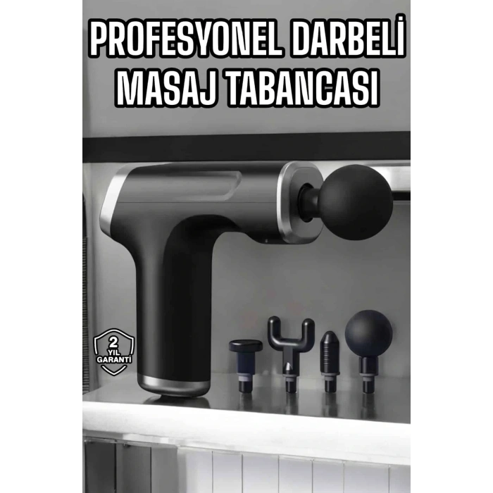 Masaj Tabancası 4 Başlıklı Kas Ve Vücut Ağrıları İçin Şarjlı Darbeli