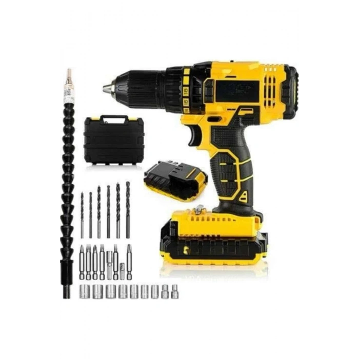 Matkap Seti 24 Parça Çift Bataryalı Darbeli Led Işıklı Vidalama