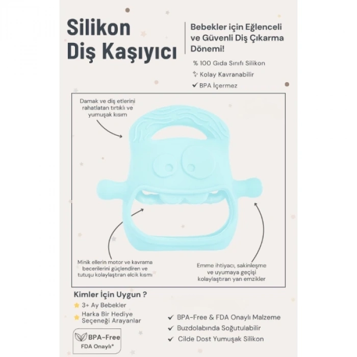 Mavi Bebek Silikon Diş Kaşıyıcı