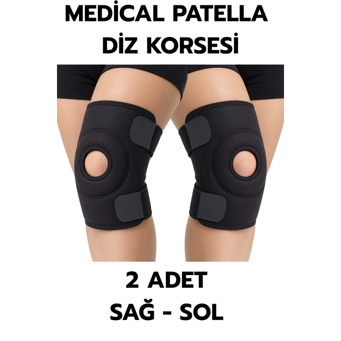 Medical Patella Destekli Diz Korsesi İkili Sağ Sol Çapraz Bağ Menisküs Ağrısı Için Sporcu Dizlik