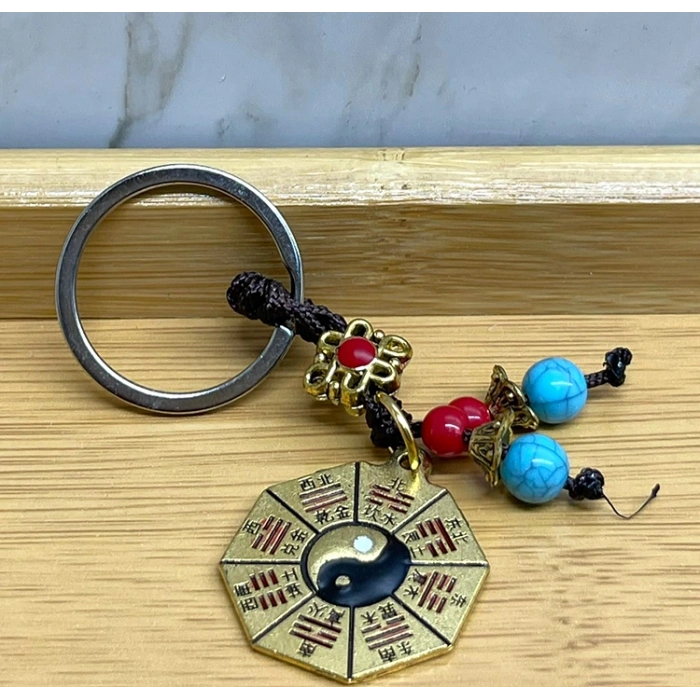 Metal Renkli Yin Yang Anahtarlık