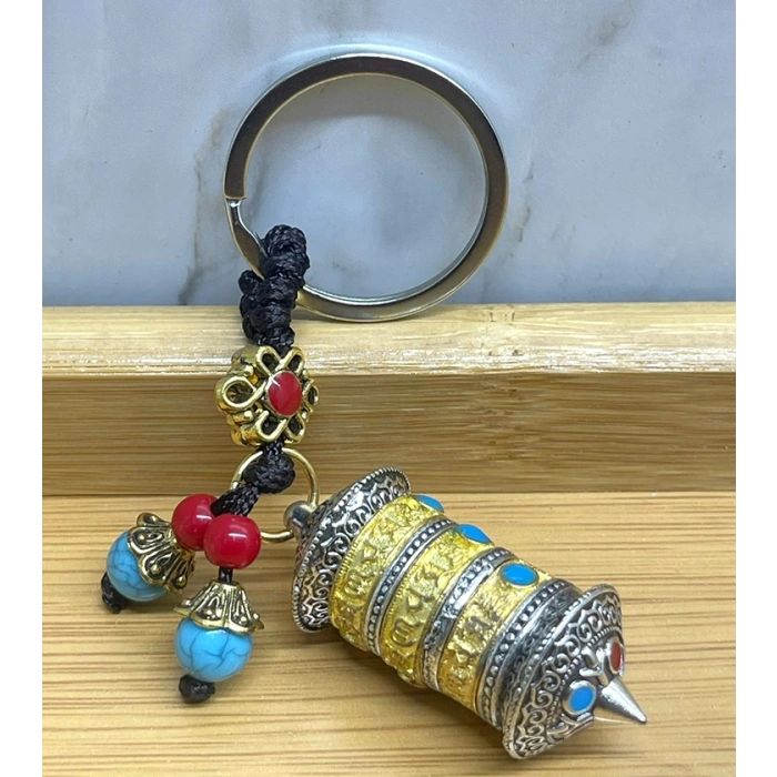 Metal Tibet Şans Çarkı Anahtarlık