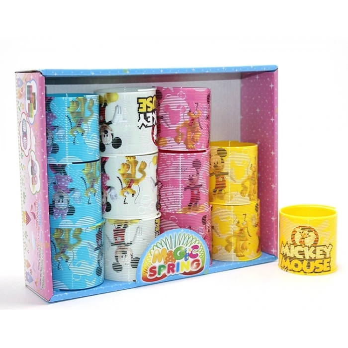 Mickey Mouse Ve Minnie Baskılı Magic Spring Stres Yayı - Standlı Karışık Renk 12li Seti Alk3985