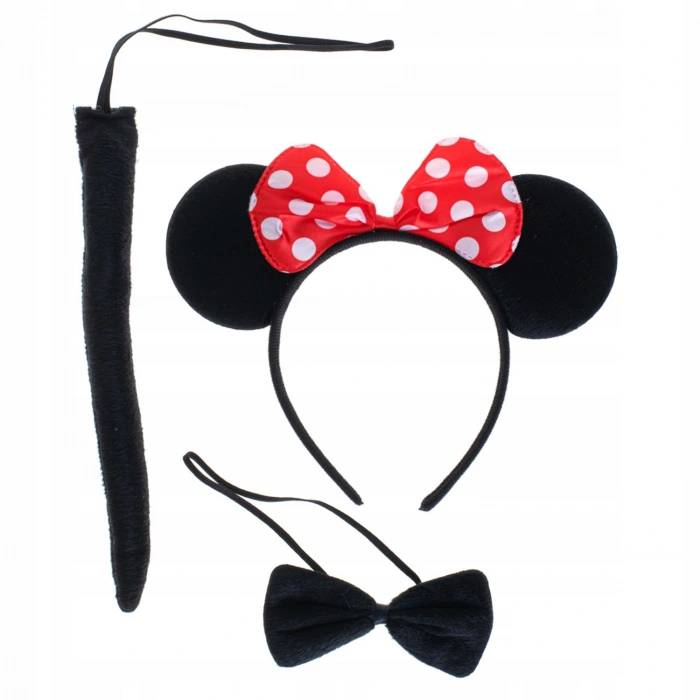 Minnie Mouse Kostüm Seti Taç Kuyruk Papyon Gösteri Seti (5324)