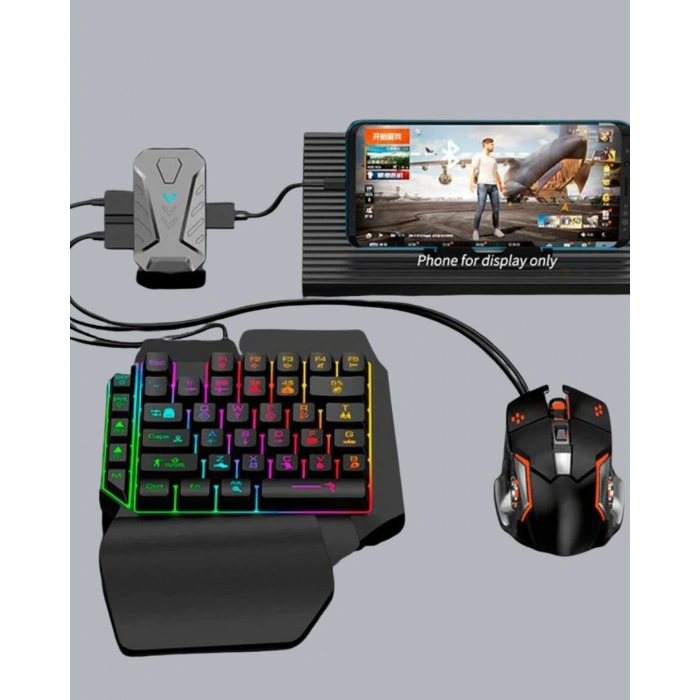Mobil Gaming Oyun Seti 5in1 X8 Pro Çipset Rgb Klavye Mouse Telefon Tutucu