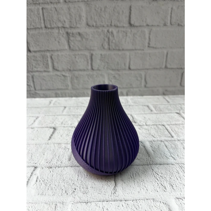 Mor Çizgili Dekoratif Vazo 11 cm Modern Tasarım Aksesuar