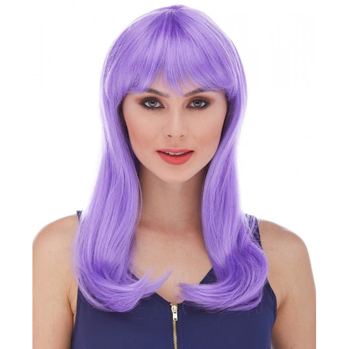 Mor Renk Uzun Düz Parti Peruğu (5324)