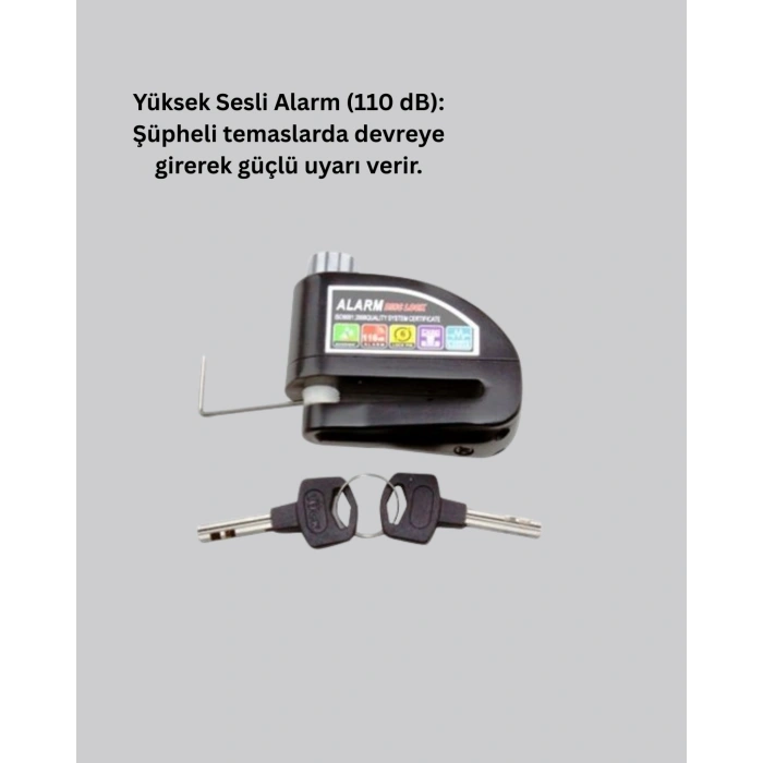 Motosiklet Scooter Bisiklet Tekerlek Disk Kilidi Alarmlı Güvenlik