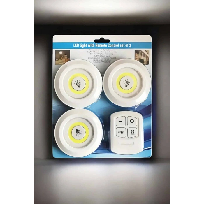 Mutfak Dolap Altı Işığı Uzaktan Kumandalı Yapışkanlı Kablosuz Pilli