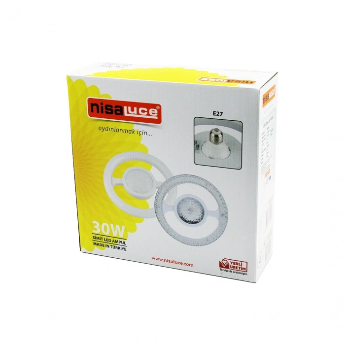 NİSALUCE EAMP-059/KB  MİKA KRİSTAL PLASTİK CAM   SİMİT MODEL  LED AMPUL  30W   E27   BEYAZ=6500K   2700 LUMEN (5324)