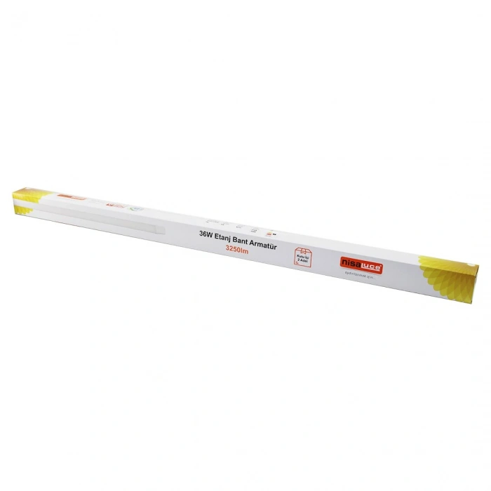 NİSALUCE EAMP-082/1 2PCS 36W - 120CM LED ETANJ BANT ARMATÜR LAMBA AMPUL BEYAZ - 6500K 3250LÜMEN MONTAJ AYAR KANALLI (5324)