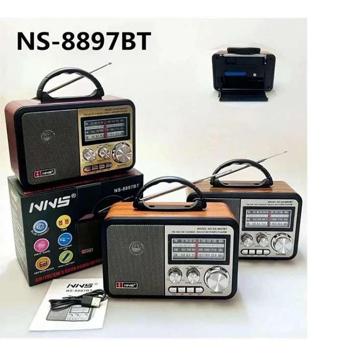 NNS NS-8897 Orta Boy Retro, Nostaljik, Ahşap Tasarım Radyo (5324)