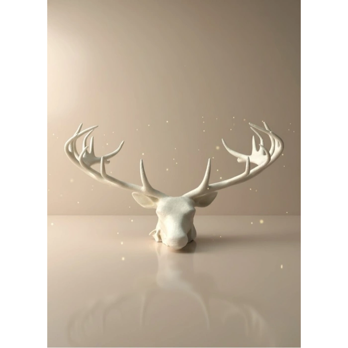 Odern Geyik Başı Biblo 25 Cm Zarif Masa Üstü Dekor