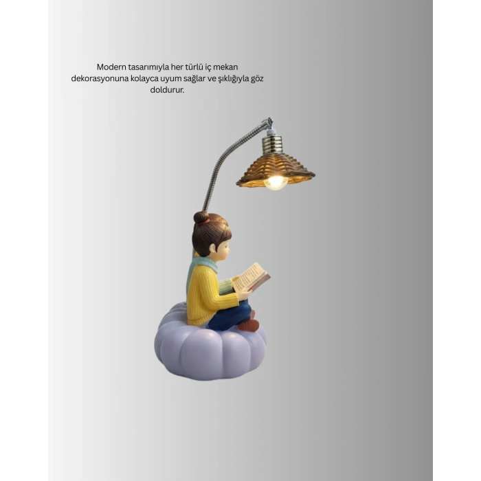 Okuyan Çift Figürlü Dekoratif Gece Lambası Hediye Seçeneği