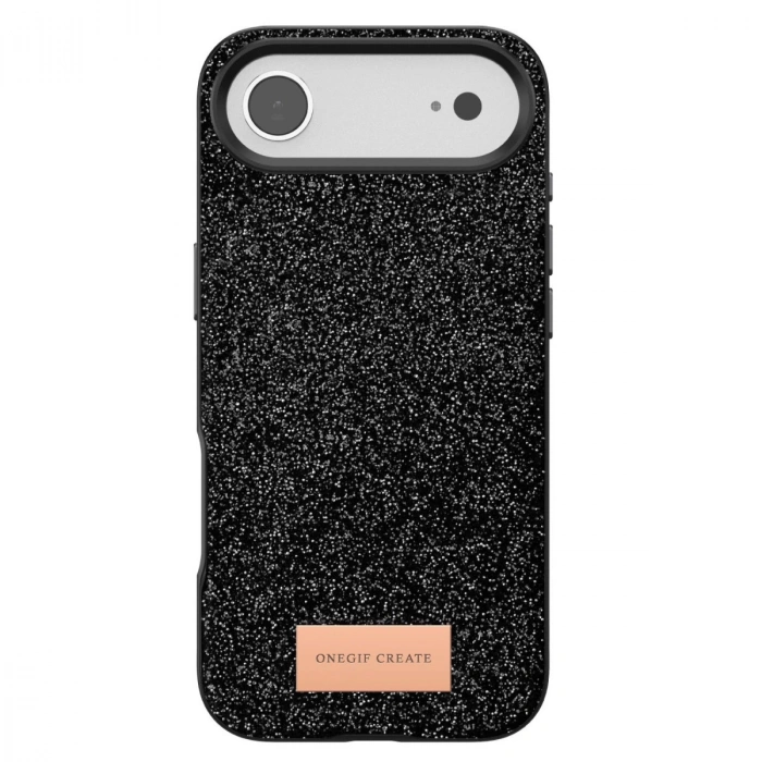 Onegif Apple İphone 17 Air Bright Simli Kapak - Siyah