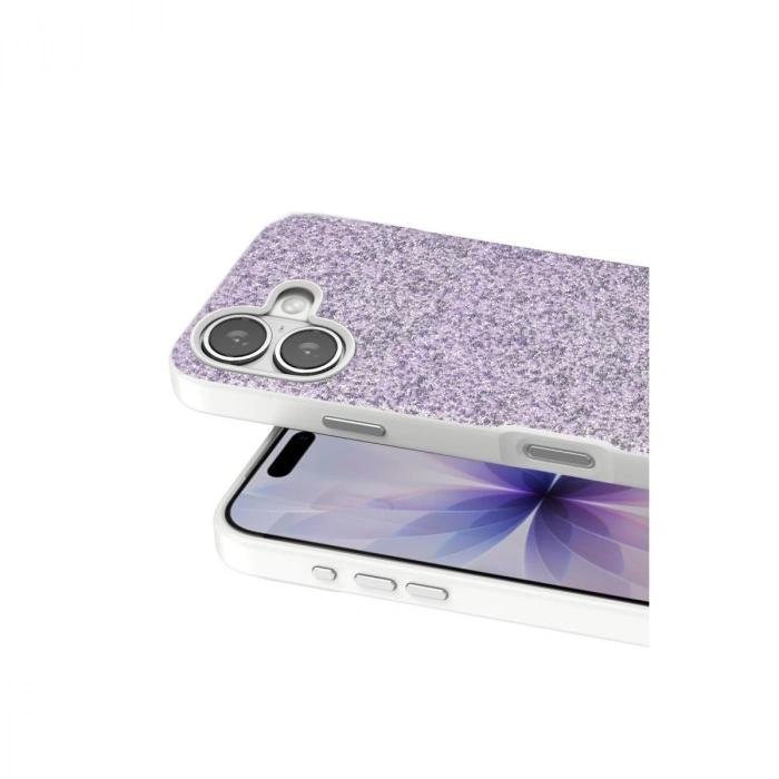 Onegif Apple İphone 17 Bright Simli Kapak - Lila