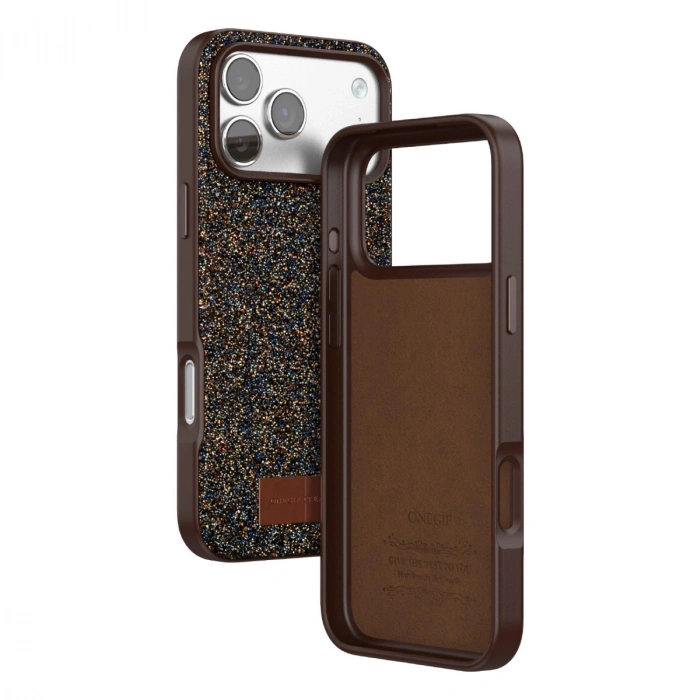 Onegif Apple İphone 17 Pro Bright Simli Kapak - Gold