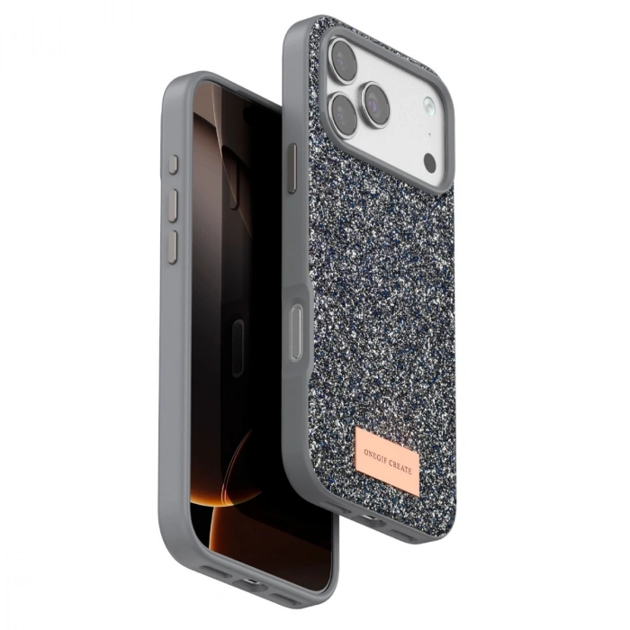 Onegif Apple İphone 17 Pro Max Bright Simli Kapak - Gümüş