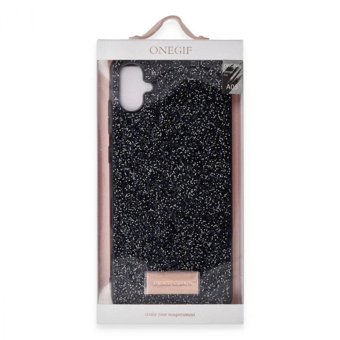 Onegif Samsung Galaxy A05 Bright Simli Kapak - Siyah