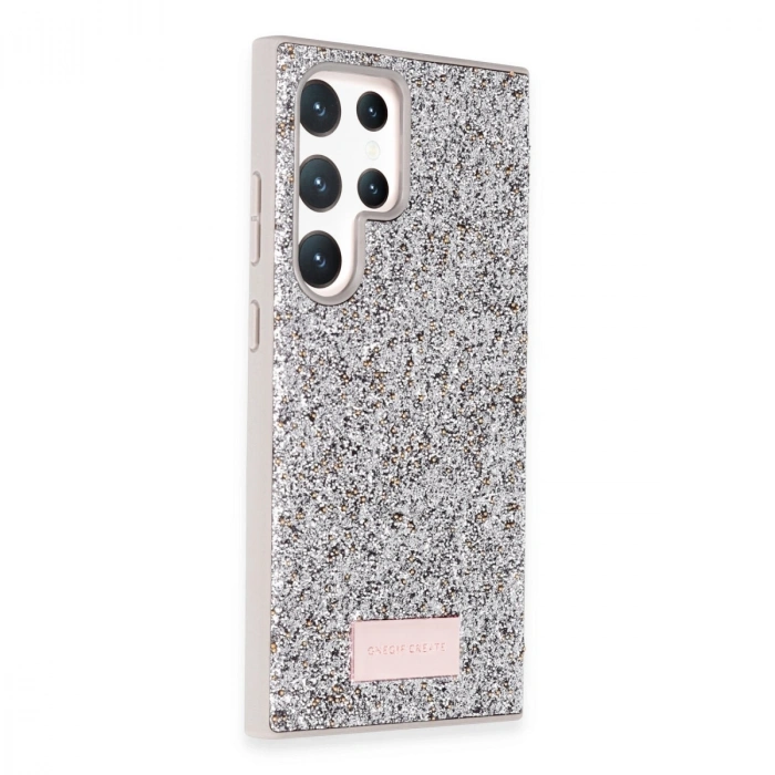 Onegif Samsung Galaxy S23 Ultra Bright Simli Kapak - Gümüş