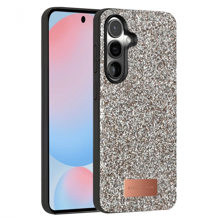 Onegif Samsung Galaxy S24 Bright Simli Kapak - Gümüş