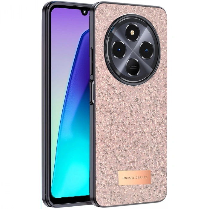 Onegif Xiaomi Redmi 14c Bright Simli Kapak - Pembe