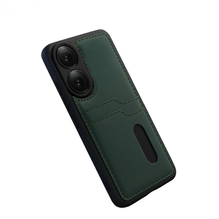 Oppo A38 Sara Kartvizitli Deri Kılıf - Yeşil