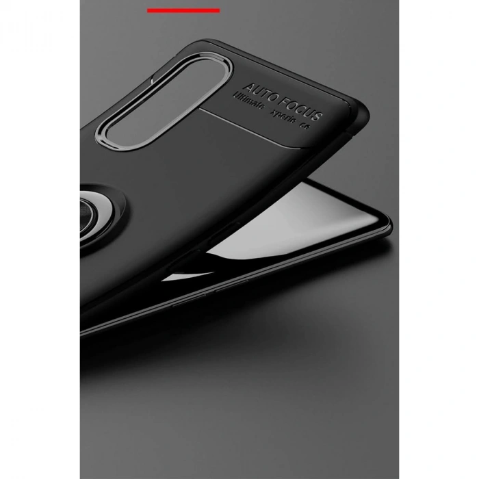 Oppo Find X2 Kılıf Range Yüzüklü Silikon - Siyah-mavi