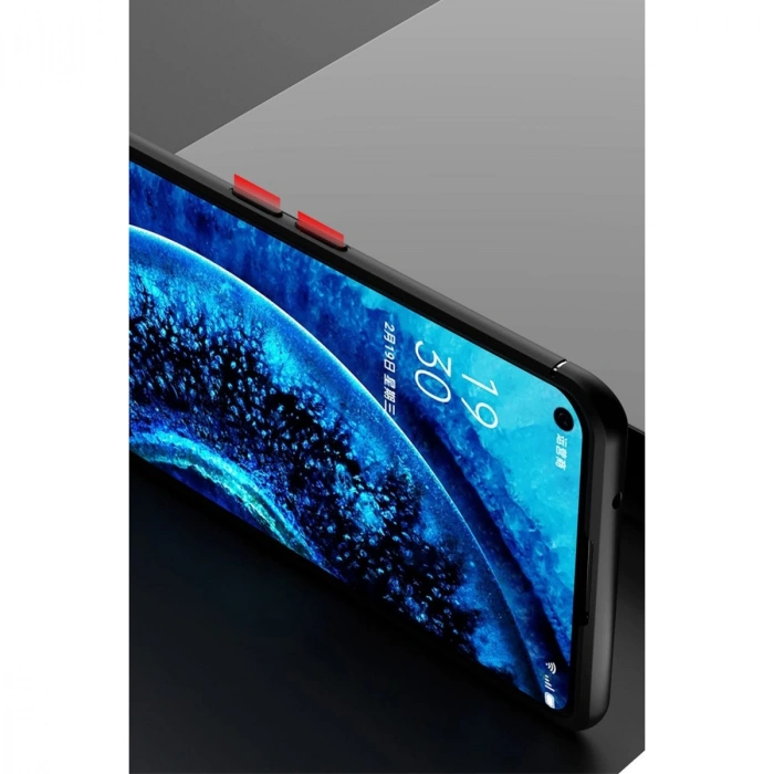 Oppo Find X2 Kılıf Range Yüzüklü Silikon - Siyah-mavi