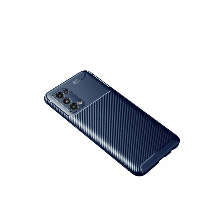 Oppo Reno 5 Kılıf Auto Focus Karbon Kapak - Lacivert