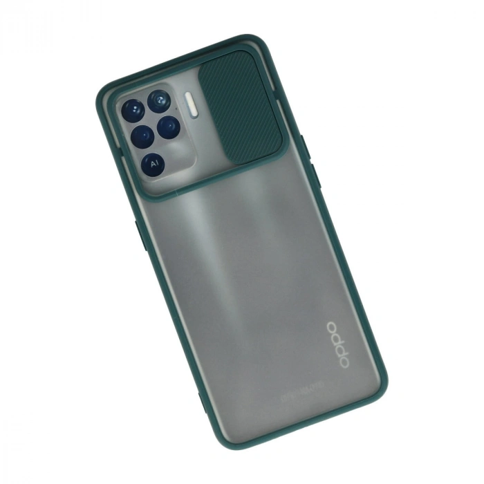 Oppo Reno 5 Lite Kılıf Palm Buzlu Kamera Sürgülü Silikon - Yeşil